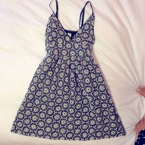Navy blue embroidered sun dress